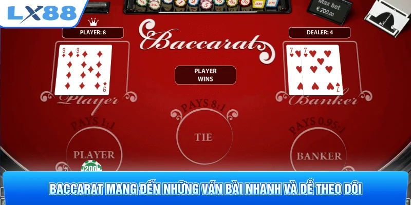 Baccarat mang đến những ván bài nhanh và dễ theo dõi